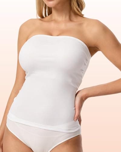 Womens Ribbed Tube Tops 2 Pack Strapless Bandeau Basic Crop Tops Backless Sleeveless Double Lined Y2K Tank - Thumbnail 2