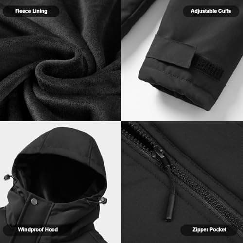 Brimekey Heated Jackets for Women with Fleece Lining, 20000mAh 7.4V Battery Pack Women's Heated Coat, 6 Heating Zones Windproof Waterproof Electric Hoodie Jacket Skiing Hunting - Thumbnail 6