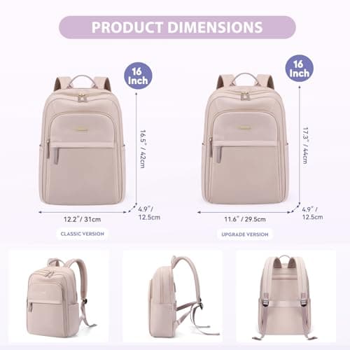 GOLF QUALITY Hiking Travel Backpack for Women Casual Business Weekender Multilayer Laptop Bag,16 Inch,Pink - Thumbnail 5
