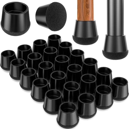 YTEACIUL Chair Leg Floor Protectors Large 24Pcs,Silicone Chair Leg Protectors for Hardwood Floors/Tiles,360°Wrapped Felt Bottom to Prevent Scratch and Reduce Noise, Round Black(Fit:1.2"-1.5") - Image 1
