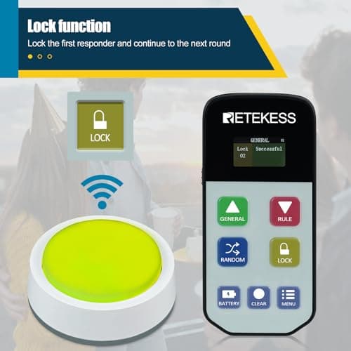 Retekess TM102 Trivia Buzzers,Jeopardy Buzzers,3 Working Modes,66ft,Physical Switches,Family Feud Game for Adults with 4 Rechargeable Buzzers - Thumbnail 2