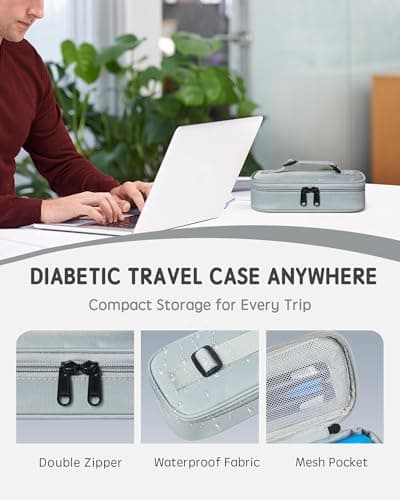 WOODAKE Insulin Vial Cooler Travel Case TSA Approved 300g Reusable Ice Brick Insulin Pen Case Holds 2 Pens and 2 Vials Long Lasting Medicine Cooler for Travel Camping and Outdoor Activities (Gray) - Thumbnail 6