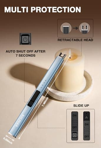 Electric Candle Lighter USB Rechargeable Plasma Arc Windproof Flameless with Safety Lock Ideal for Candle BBQ Camping Birthday Housewarming Gifts for Women & Men (Sierra Blue, 1 Count) - Thumbnail 4