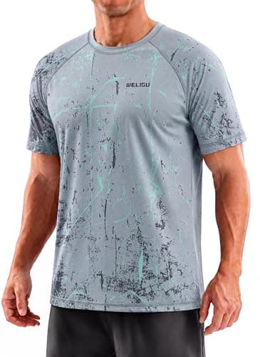 Men's Rashguard Swim Shirt Short Sleeve UPF 50+ Sun Protection Shirt SPF Quick Dry Water Lightweight Shirt huilv-Tshirt-XXL - Image 1