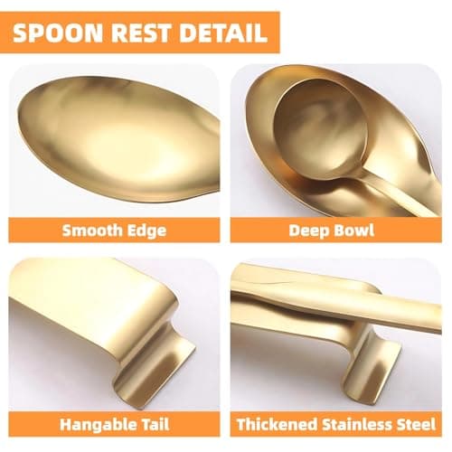 Stainless Steel Gold Kitchen Utensils Set with Holder&Spoon Rest,8pcs White - Thumbnail 5