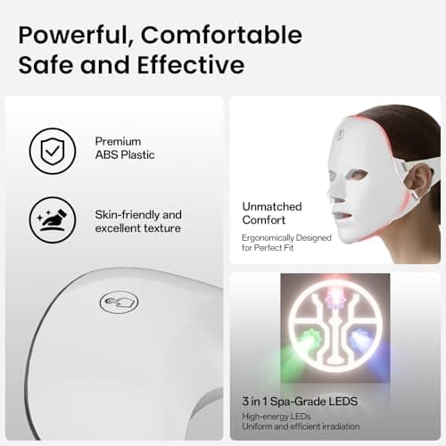 SUERBEATY Red Light Mask For Face, 7-1 Colors Red Light Face Mask, Facial Skincare At Home, Cordless, Portable and Rechargeable - Thumbnail 5