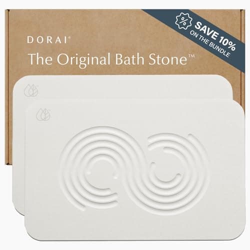 Dorai Home Bath Stone Mat 23.6"x15.4"| Luxury Diatomite Stone Bath Mat |Quickly Removes Water | Non-Slip, Quick-Dry Bath Mat for Bathroom | Zen Sandstone - 2 Pack - Image 1