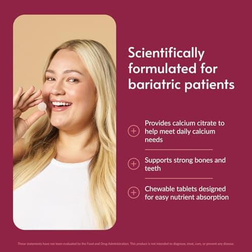 Bariatric Advantage Calcium Citrate Chewable 500 mg - for Bariatric Surgery Patients - High-Potency, Easy-Digest Tablets - Calcium Citrate - Bone Strength Supplements* - 90 Count - Wild Cherry - Thumbnail 2