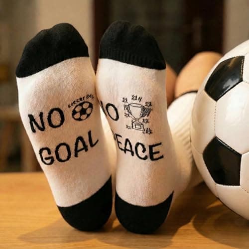 ZAOMENG 2Pack Funny Soccer Socks for Boys Men - Novelty Crazy Crew Socks Gifts for Teen Boys - Cool Sports Football Fan Birthday Gift - Cotton Casual Dress Socks(Black and White) - Thumbnail 3