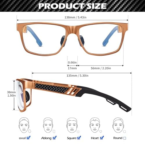 ANYLUV Blue Light Blocking Glasses Men Computer Gaming Glasses Lightweight Al-Mg Metal Anti Eyestrain Eye Protection - Thumbnail 5