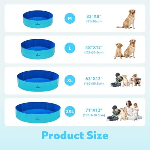 SLOOSH Foldable Dog Kiddie Pool - Portable Hard Plastic Doggie Swimming Pool, Anti-Slip Collapsible Pets Bath Tub Suitable for Kids Indoor Outdoor Backyard Use (Blue, 63" x 12") - Thumbnail 6