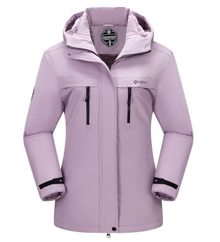 BOWOXO Waterproof Windproof Ski Jacket for Women - Winter Coats for Women Plus Size, Fleece Jacket for Cold Weather, Snow White Jackets for Alaska and Michigan(Light Purple,M) - Image 1