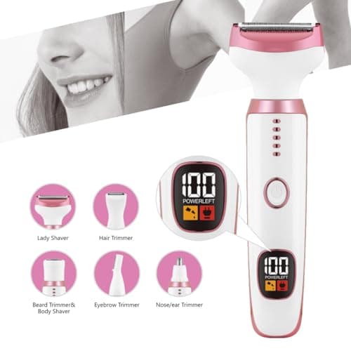 Electric Razors for Women, Bikini Trimmer for Women 5 in 1 Body Shaver for Nose Hair Face Eyebrow Arms Legs Armpit Underarm Pubic Area, Replaceable Lady Facial Razor Painless USB Charge Female Gift - Thumbnail 5