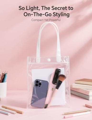 LANDOT Mini Hair Straightening Brush - Compact Ionic Straightening Brush for Frizz-Free Smooth Hair, Lightweight Hot Comb & Travel-Friendly Flat Iron, Blush - Thumbnail 5