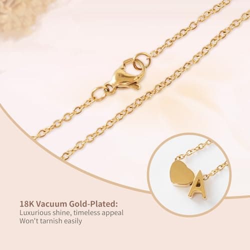 PNNY AMDA Initial Heart Necklace for Women: 18K Gold Plated Pendant Dainty Letter Necklace - Cute Jewelry Teens Gifts (J) XL-TXZM-J - Thumbnail 4