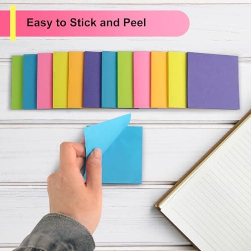 OHOME Sticky Notes - 12 Pads, 3”x3” - Colorful Self-Stick Post Notes Bulk - Office Desk Accessories | Teacher Classroom Must Haves,Aesthetic School Supplies for Home,Back to School Essential - Thumbnail 4