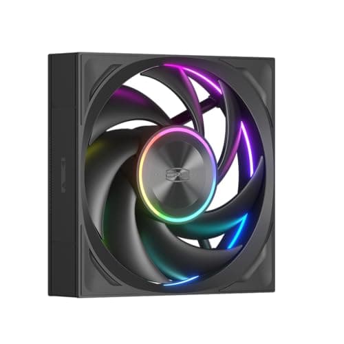 PCCOOLER 120mm PWM Case Fan, Dual Halo Lighting, Wireless Connection Design, Dual Ball Bearing, High Static Pressure, 5V 3-Pin Sync, Single Fan (F7 X120 ARGB Black) - Image 1