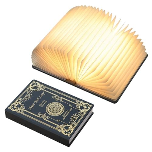 Ba suns Magic Book Lamp, 3-Color Adjustable Reading Light, Portable Foldable Paper Desk Lamp for Night Reading, 1200mAh Battery,Creative Home Decoration & Ideal Gift for Book Lovers - Image 1