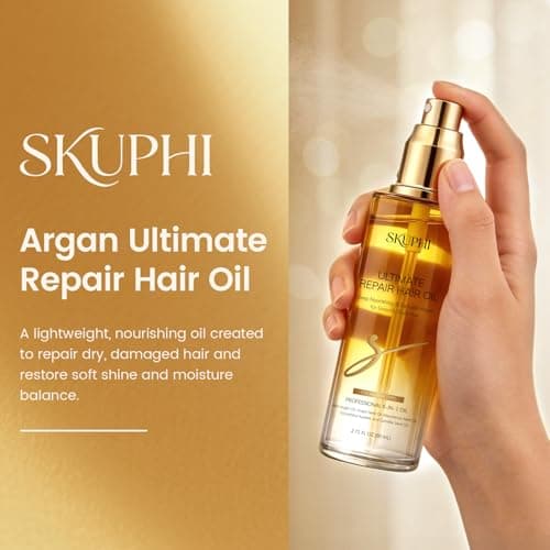 SKUPHI Hair Oil Spray Argan Oil of Morocco for Hair Healing Cold-Pressed Moroccan Argan Oil Serum Mist for Dry Damaged Frizzy Curly Hair Nourishing Treatment Heat Protector 80ml/2.7 fl.oz - Thumbnail 4