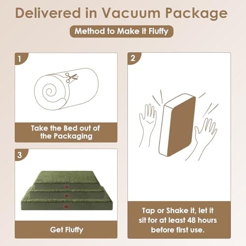 EHEYCIGA Orthopedic Foam Dog Bed for Large Dogs, 35"L x 23"W x 3.5"Th, Dark Green - Thumbnail 4