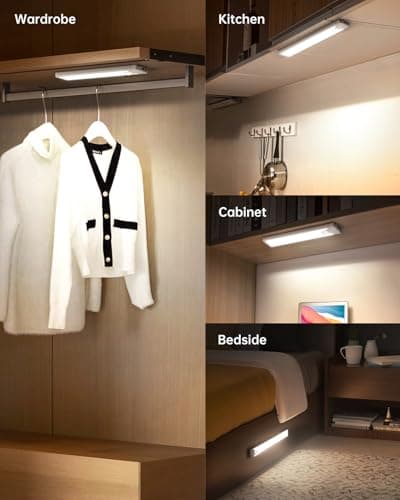 Pak 8 Inch Under Counter Cabinet Lighting, 41 LED Battery Operated Motion Sensor Light, Dimmable Closet Lights, USB Rechargeable, Wireless Magnetic Under Counter Light for Kitchen, Bathroom, 2 Packs - Thumbnail 6