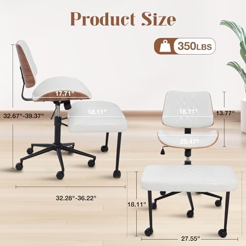 Azaeahom Ergonomic Cross Legged Office Chair with Wheels, Height Adjustable & 360°Swivel for Meditation, Desk & Yoga - Wide Criss Cross Design, Kneeling Chair - White - Thumbnail 2