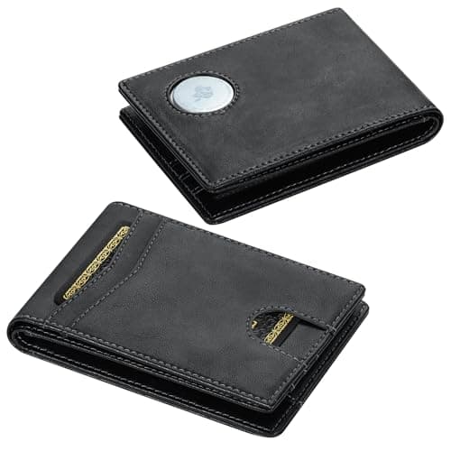 furid Leather Wallet Compatible with Airtag: Slim Air Tag Wallet for Men RFID Blocking, Bifold, Front Pocket, Minimalist Card Holder - Thumbnail 3
