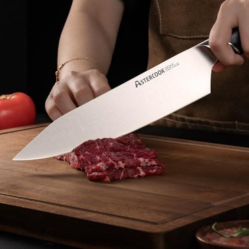 Astercook Chef Knife, 8 Inch Professional Kitchen Chef Knife, German High Carbon Stainless Steel Ultra Sharp Knife, Chefs Knives with Ergonomic Handle and Gift Box (ABS Handle), Mothers Day Gifts - Thumbnail 6