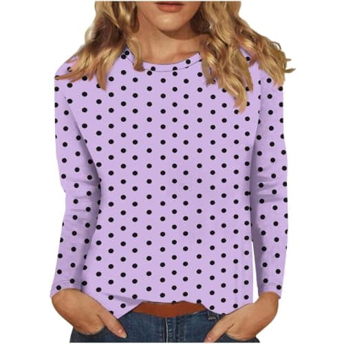 Womens Base Layer Tops Long Sleeve Fall Clothes Purple X-Large