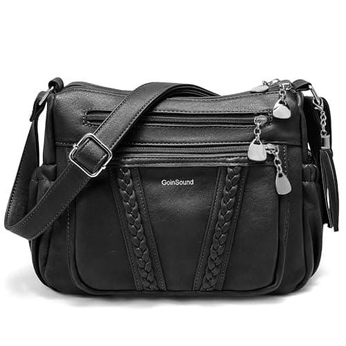 Goinsound Women's Crossbody Bag Soft PU Leather Multi-Pocket Shoulder Bag with Braid & Tassel Detail - Image 1