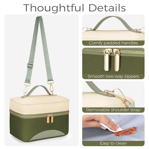 WOOMADA Insulated Lunch Bag For Women - Leakproof Adult Lunch Box With Adjustable Strap, Ideal For Office, Picnic, Hiking, Beach - Stylish Cooler Tote Bag - Thumbnail 5