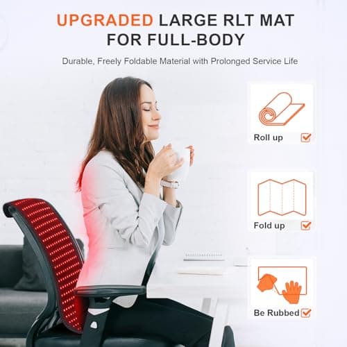 Red Light Therapy Mat for Body, 60W 31.5" x 11.8" 660nm & 850nm 360 LEDs Home Infrared Light Therapy Pad Blanket with Smart Temp & Timer for Back Belly Shoulder Muscle Pain Relief - Thumbnail 5