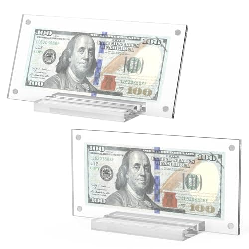 Dollar Bill Frame, 2pcs Dollar Bill Currency Display Holder Money Frame for Collectors Ticket Protector