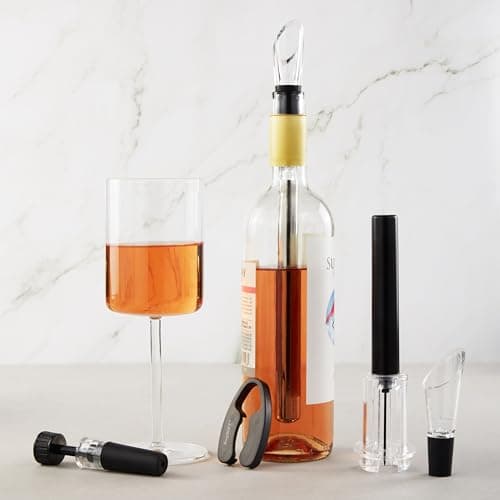 BergHOFF 6Pc Air Pressure Wine Opener with Chiller Pourer, Foil Cutter, Aerator Pourer, Vacuum Stopper Great for Gift - Thumbnail 2