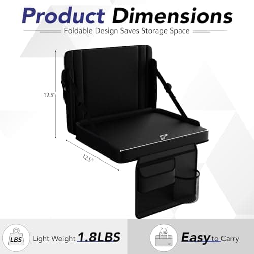 Stadium Seats with Back Support 2PACKS Adjustable Bleacher Chairs with Back and Cushion Bleacher Seat with Cup Holder, Carry Handle & Shoulder Strap for Outdoor Sports Events, Picnics,Large Black - Thumbnail 2