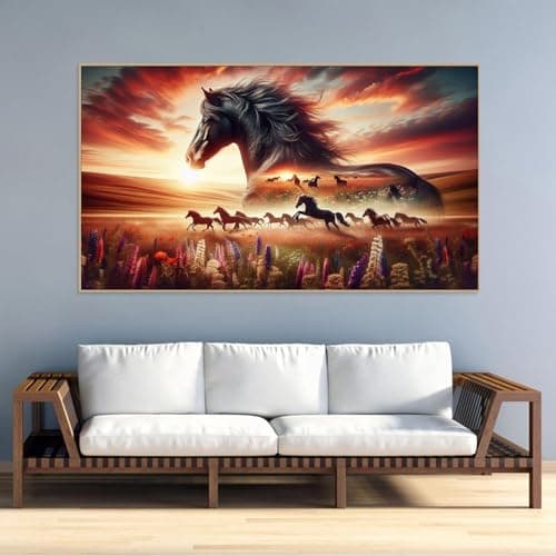 ijbnhd Large Diamond Painting, Horse Large Diamond Art Kits for Adults, Full Drill Round Big Diamond Painting, DIY Gem Art and Crafts for Home Wall Decor Gift 27.5 X 15.7inch - Thumbnail 4