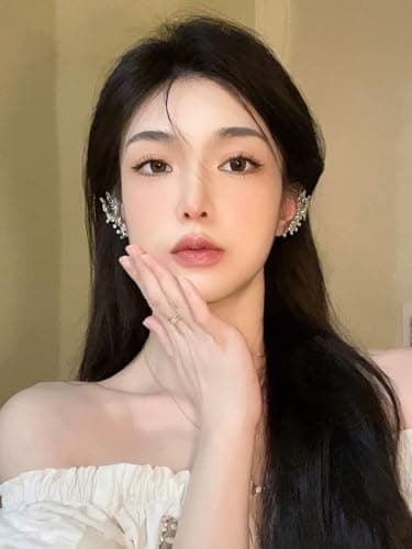 YRlilicc 2Pcs Glitter Rhinestone Butterfly Ear Cuff Vintage Non-Piercing Fake Earrings Bridal Wedding Climber Ear Wrap Prom Ball Ear Jewelry for Women - Thumbnail 4