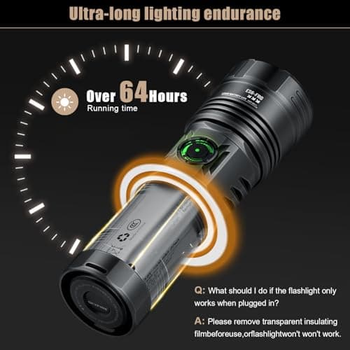 SKYFIRE Rechargeable Flashlight, 2000LM LED Tactical Flashlight, 7500mAh Type-C, Zoomable Waterproof, 5 Modes with Power Display, for Outdoor Hiking Camping Emergency Use(Silver Gray) - Thumbnail 3