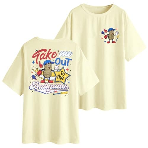 MYHALF Baseball Shirts Women Baseball Mom Shirt Oversized Ballgame Graphic Tshirt Sport Clothes Apricot - Thumbnail 5