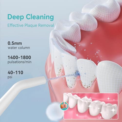 Water Dental Flossers for Teeth, 300ML Cordless Portable Electric Water Flosser, 4 Modes Oral Irrigator, Waterproof Rechargeable Water Floss for Deep Cleaning, Plaque Remover,Braces Home Travel Use - Thumbnail 2
