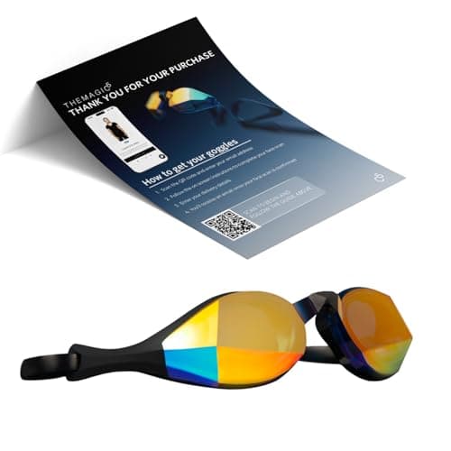 THEMAGIC5 VECTOR Swim Goggles for Men and Women - The World's 1st Custom Fit Swimming Goggles for Adults - QR Code Ships by Mail - Anti-Fog Competitive Racing Pool (VECTOR BLUE MAGIC MIRROR GOLD) - Image 1