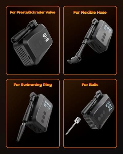 MEGAWHEELS Mini Bike Pump, 25s Fast Inflate Mini Bike Tire Pump with Gauge, 150PSI Portable Bike Pump with Presta and Schrader Valve for City Bike, Road Bike, Mountain Bike, Motorcycle - Thumbnail 5