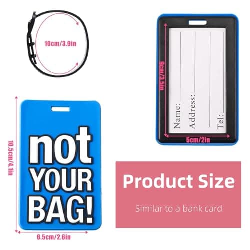 Funny Silicone Luggage Tag, Colorful Unique Baggage Handbag Travel Suitcase Tags with Name ID Card for Women Men (Multicolor, Set of 4) - Thumbnail 2