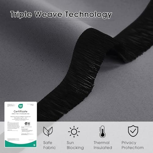 NICETOWN 2 Panels Outdoor Curtains for Patio, Adhesive Strip Top No Rods Needed, Back Tab Bottom with Free Rope for Wind Resistance, Waterproof & Windproof Drape for Gazebo/Pergola, W52 x L96 in, Grey - Thumbnail 5