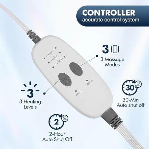 Dowin Far Infrared Heating Pad - Natural Jade Vibrating Massaging Weighted Heating Pad for Neck and Shoulders, Electric Heat Pad with 3 Heating Levels & 3 Vibrating Modes, 5lbs 12" x 24" - Thumbnail 4