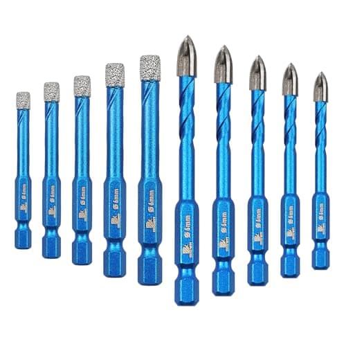 Diamond Drill Bit - BRSCHNITT 10pcs 1/4 inch Masonry Drill Bits Set for Porcelain Tile Ceramic Stone Granite Marble,Hex Shank Diamond Hole Saw Drill Bit - Image 1