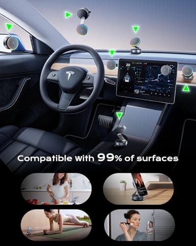 Magnetic Phone Charging Holder Mount for Magsafe Car Mount Charger, 15W Fast Charger Wireless [108+LBS Suction & 3800gf Magnetic], 360° Vacuum Magnetic Phone Holder for iPhone 17 Pro Max Air 16-12 - Thumbnail 6