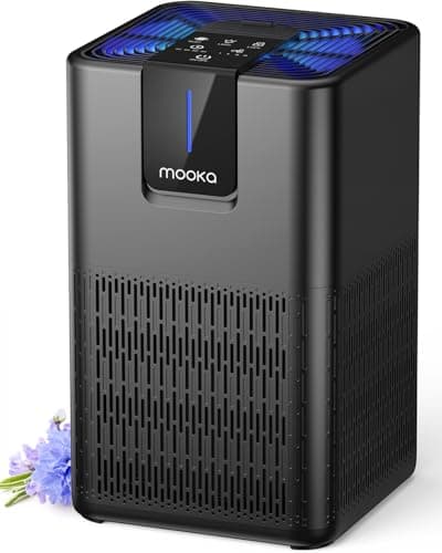 Air Purifiers for Home Large Room 1250 Ft²,MOOKA H13 HEPA Air Purifier for Pets Dust Odor Smoke,Aromatherapy Function,Air Cleaner with 15dB Quiet Sleep Mode for Bedroom Office Living Room,M05,Black - Image 1