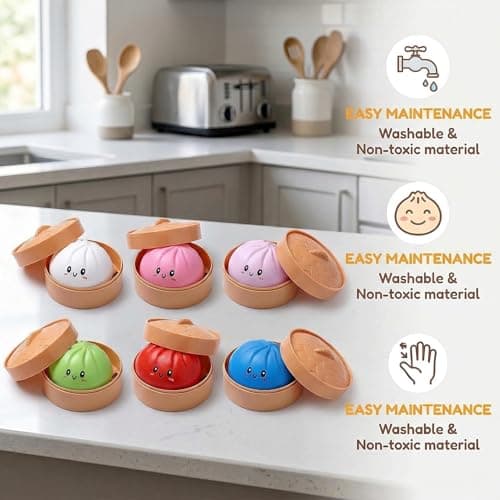 Vimilove Glitter Dumpling Squishy Set - Colorful Sensory Stress Relief Collections, Random Squishy Gift Box with Sparkly Dumplings for Party Favors & Collectibles (Random-5PC) - Thumbnail 6