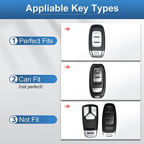 RUABIBAN for Audi Key Fob Cover, Key Case Protection Fit for A4 A5 A6 A7 A8 Q5 S5 S7 3-button Smart Remote - Thumbnail 2
